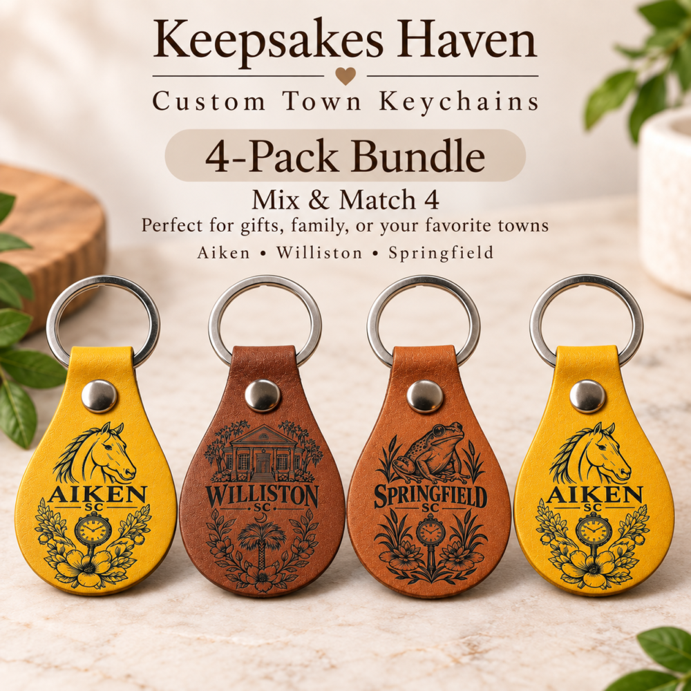 4-Pack Town Keychains