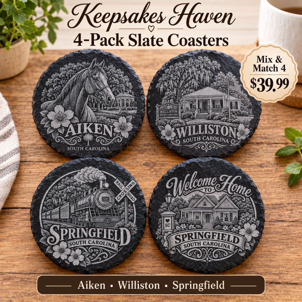 4-Pack Engraved Slate Town Coasters