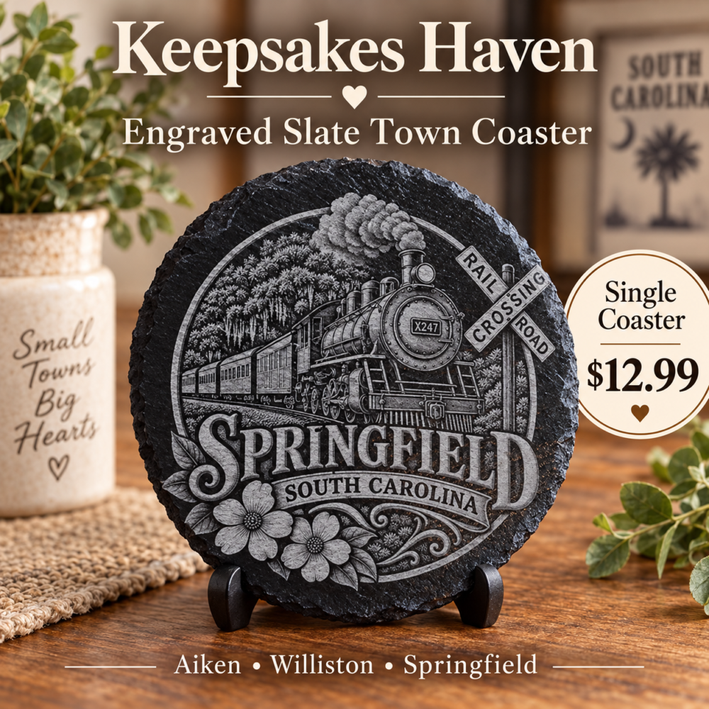 Single Engraved Slate Town Coaster